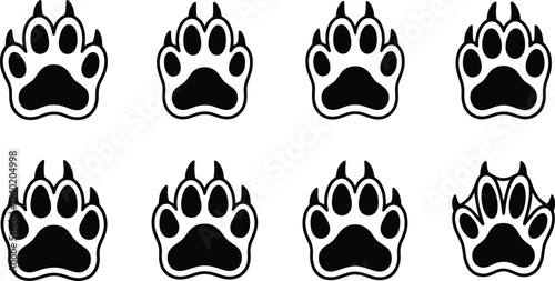 Bold vector illustration of animal paw prints arranged in a grid pattern for creative designs