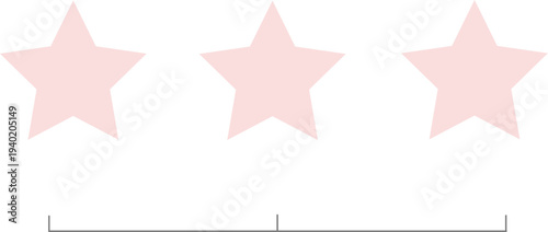 Three light pink rating stars minimalist flat vector icon for customer feedback and quality assessm