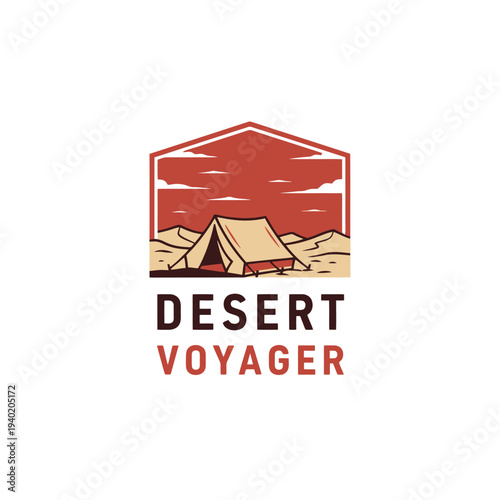 Desert Voyager Logo - A Tent in the Desert Landscape.