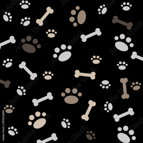 Vector seamless pattern with dog footprints. Can be used for wallpaper,fabric, web page background, surface textures. EPS 10