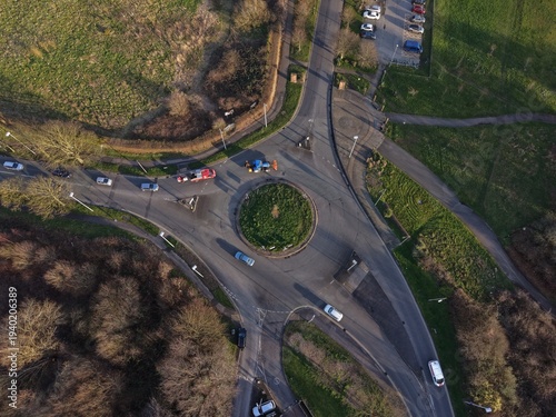 Aerial View of Otter spool Promenade Liverpool, detailing the River Mersey and surrounding grasslands.