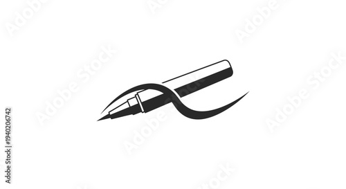 Eyeliner Pen Creating an Artistic Fluid Line on Isolated White Background