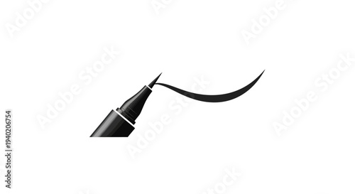Eyeliner Pen Tip Drawing an Elegant Sweeping Line, Isolated White Background