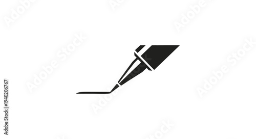 Sharp Eyeliner Tip Creating a Perfect Winged Line, Isolated White Background
