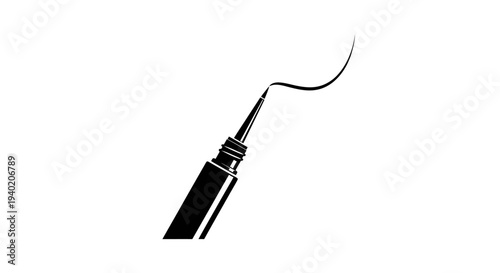 Eyeliner Pen Drawing a Curved Eyeliner Line on Isolated White Background