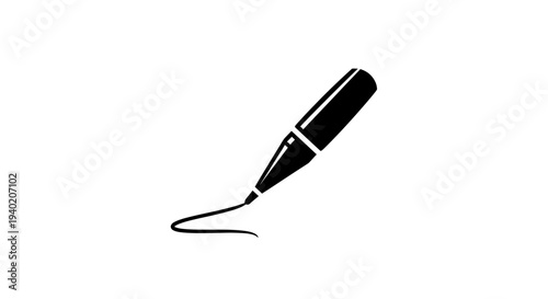 Eyeliner pen drawing a precise straight line, beauty makeup tool, isolated white background.