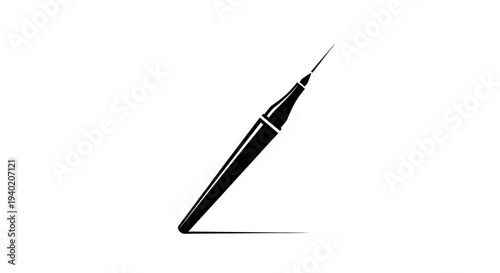 Slender Black Eyeliner Pen Drawing a Straight Line on an Isolated White Background