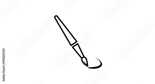 Eyeliner brush drawing a thin curved line, beauty tool concept, isolated white background.