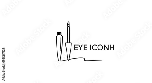 Eyeliner and mascara tubes with applicators, cosmetic beauty icon concept, isolated white background.