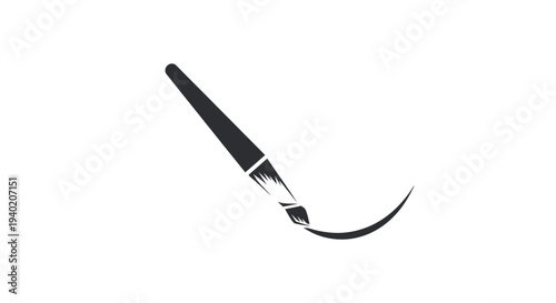 Makeup Brush Drawing a Smooth Curved Line on an Isolated White Background