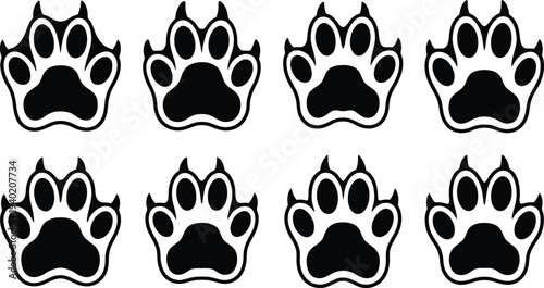 Stylized black paw print icons arranged in a grid pattern for pet-themed designs