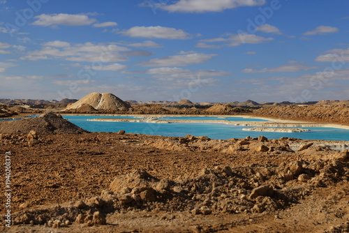 Amazing View of a Salt Lake in Siwa Oasis surrounded by the Desert (Egypt)