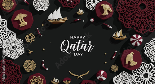 Celebrate Qatar National Day with Festive Decorations and Traditional Symbols
