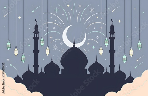 silhouette of mosque