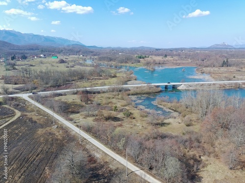 Wallpaper Mural Aerial drone view of Sv.Rok lake near Lovinac, Croatia Torontodigital.ca