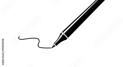 Close-up of Black Eyeliner Pen Drawing a Smooth Curved Line on an Isolated White Background