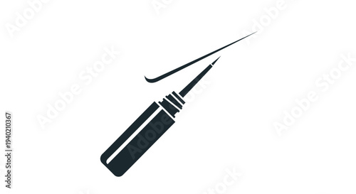 Eyeliner applicator drawing a sharp, precise black line, professional eye makeup, isolated white background.