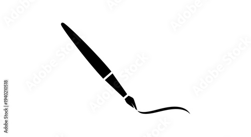 Eyeliner brush drawing a smooth black line, professional makeup tool, isolated white background.