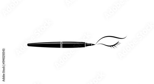 Eyeliner pen drawing a subtle line on an eye, beauty cosmetic product, isolated white background.