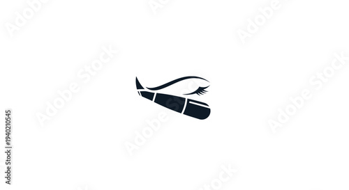 Eyeliner pen drawing a line on an eye with lashes, beauty cosmetic product, isolated white background.
