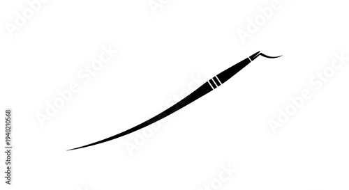 Eyeliner brush drawing a thin elegant curved line, beauty cosmetic product, isolated white background.