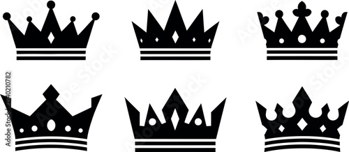 Collection of six black crown silhouettes
