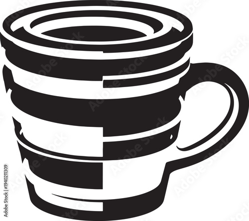 Black and white of a mug with a handle coffee mug