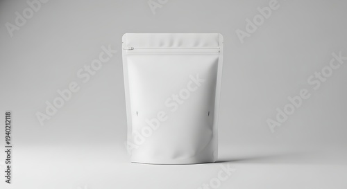 White resealable stand up pouch for food or coffee packaging  product display