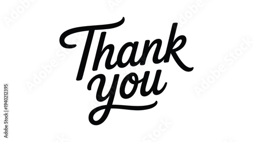  Elegant Thank You Hand Lettering Typography Design In Modern Script Style, Stylish Appreciation Message Text Illustration For Greeting Card Banner Poster Invitation Template