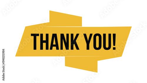  Thank You Typography On Modern Yellow Geometric Banner, Bold Appreciation Message Design In Minimal Flat Style For Greeting Card Poster Sticker Label Or Social Media Graphic