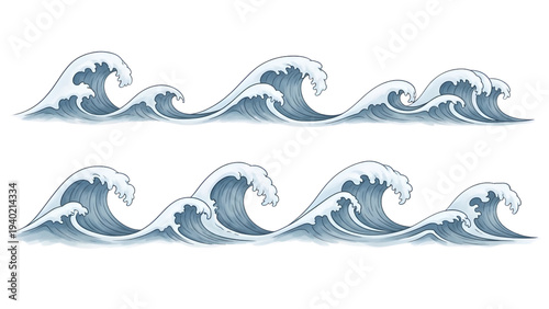 Crashing ocean waves in dynamic motion