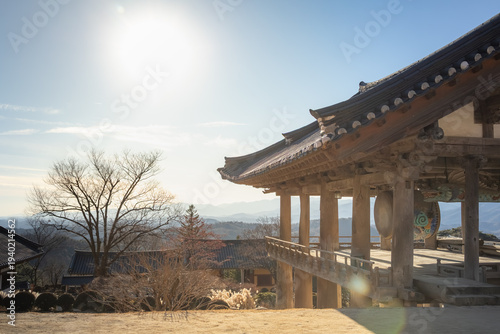 Winter view from ancient buddhist temple in Sobaeksan, South Korea