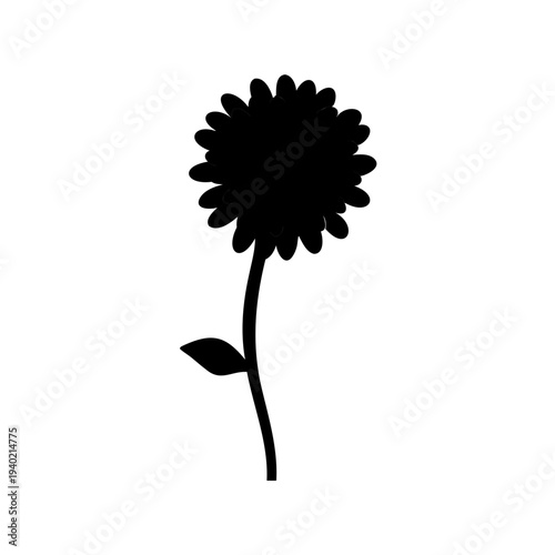 A silhouette of a flower with a full head on a stem