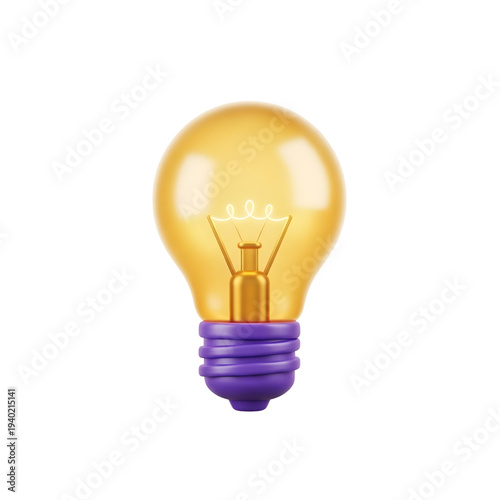 Bright idea symbolized by glowing yellow lightbulb