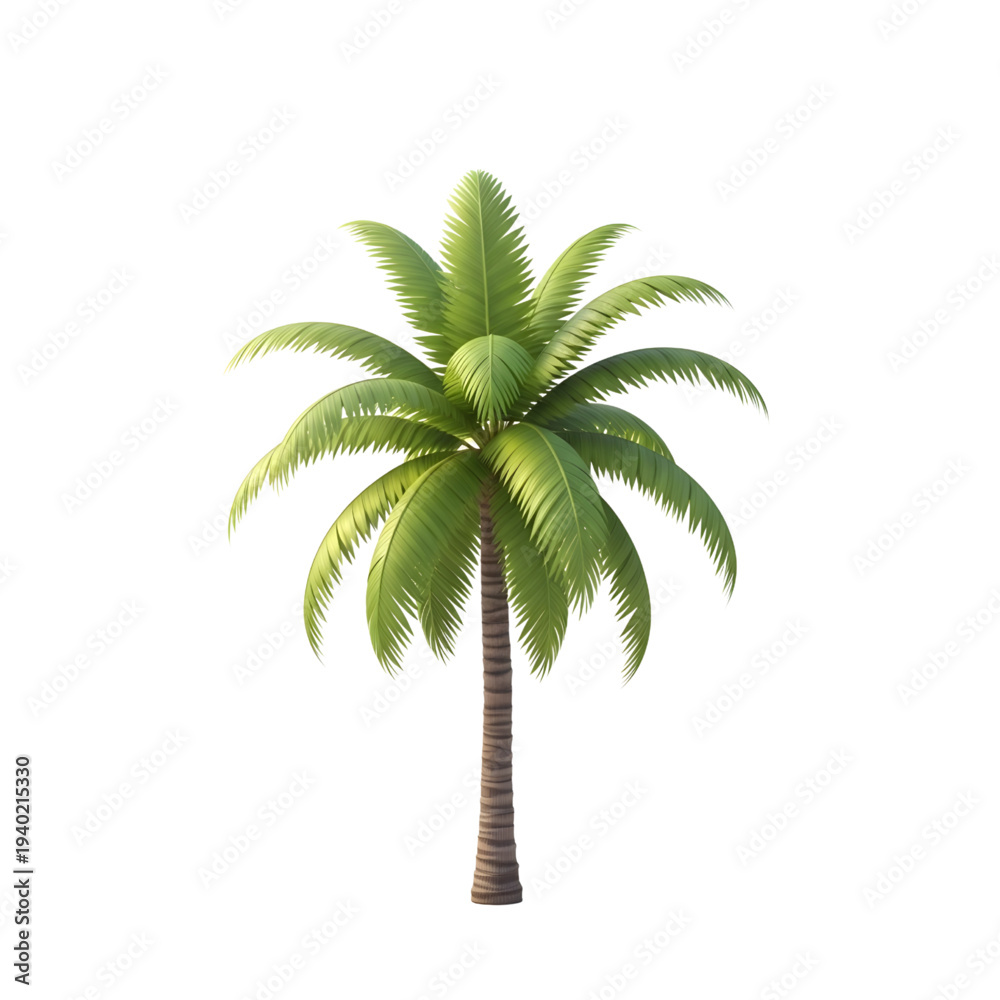 Obraz premium Lush palm tree with vibrant green leaves standing tall
