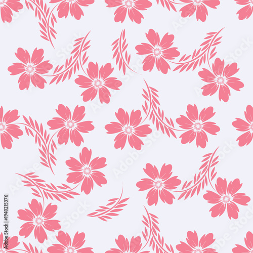 Cute seamless pattern with decorative flowers and leaves can be used for wallpapers, surface textures, textile,linen, kids cloth, pattern fills, page backgrounds and more designs