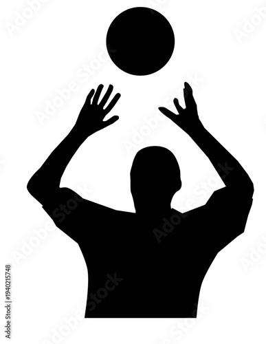 Man reaching up to catch ball in dynamic motion