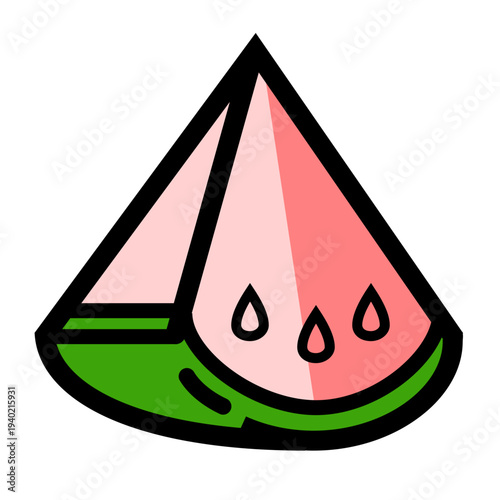 Juicy watermelon slice with seeds and rind