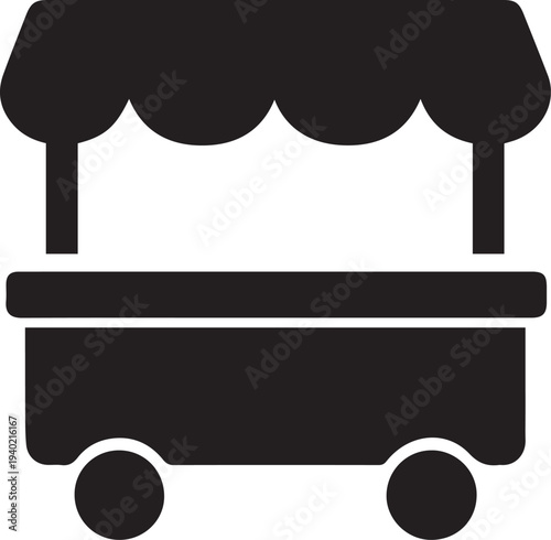 Street Food Cart or Mobile Kiosk Silhouette Icon