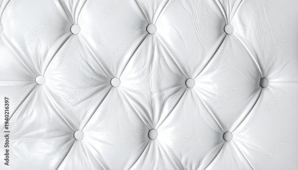 Obraz premium Close-up texture of white, tufted leather upholstery with button detailing.