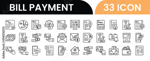 Bill Payment Vector Set Featuring Bills, Receipts, Wallets, and Digital Payment Elements for Web and App Design