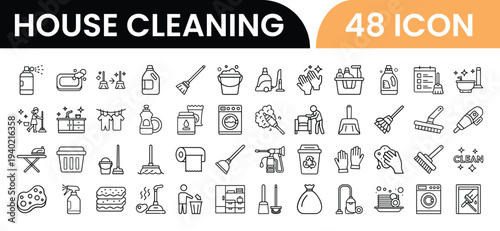House cleaning icons collection for domestic chores and organization