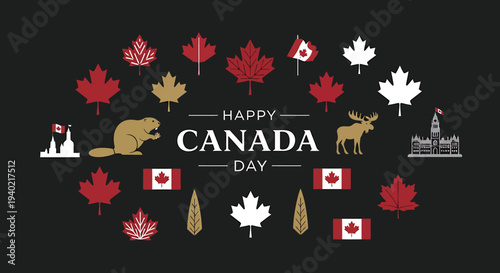 Celebrate Canada Day with national symbols and iconic imagery