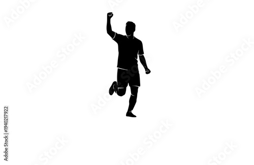 Soccer Star Goal Celebration Silhouette, Forward Football Player Vector Sticker, Iconic Sports Signature Pose for Decals