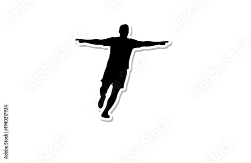 Soccer Star Goal Celebration Silhouette, Forward Football Player Vector Sticker, Iconic Sports Signature Pose for Decals