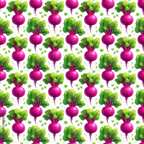 Seamless floral pattern with fresh summer berries including ripe strawberry and sweet cherry for a healthy food nature collection