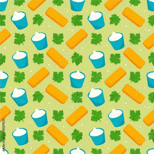 Colorful seamless pattern a set of kitchen utensils and cup icons in a vintage design for wallpaper or gift paper texture