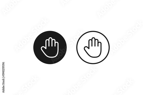 Hand gesture stop icon in circle, prohibited or hold symbol
