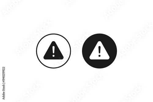 Warning Triangle Exclamation Icon Set Outline and Solid Alert Symbol