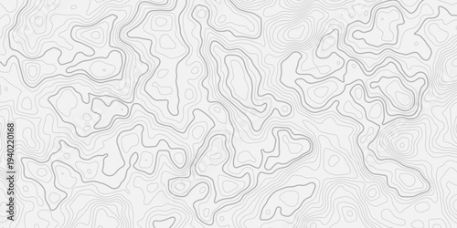 Abstract Seamless Topographic Map with Smooth Contour Lines Terrain Pattern
Geographic Mountain Elevation Relief Background with Minimal Vector Line Style